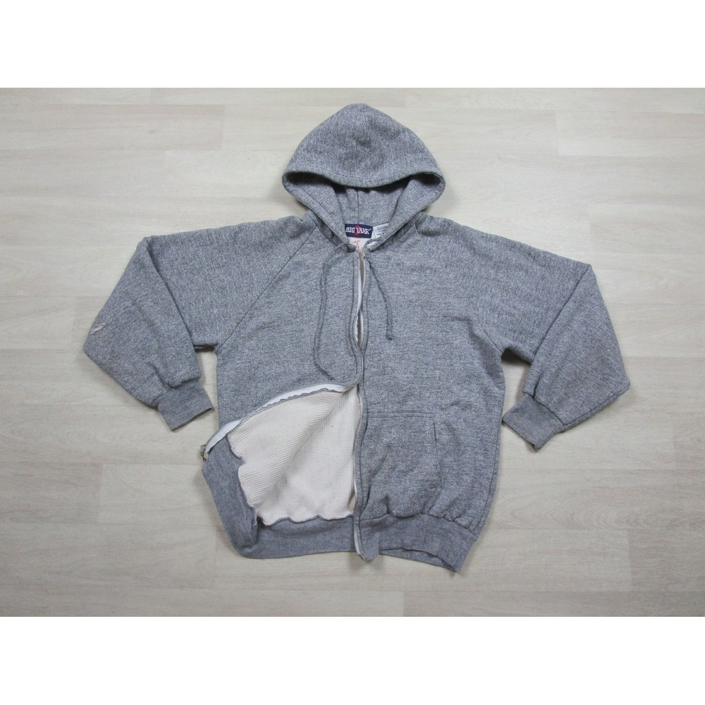 Vintage 90s Big Yank Full Zip Hoodie Mens (M) Thermal Lined Distressed Workwear